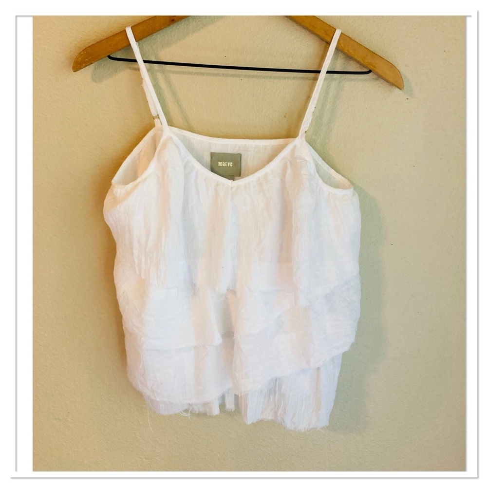 Anthropologie Maeve Tiered Camisole Tank Top White Size Extra Extra Small